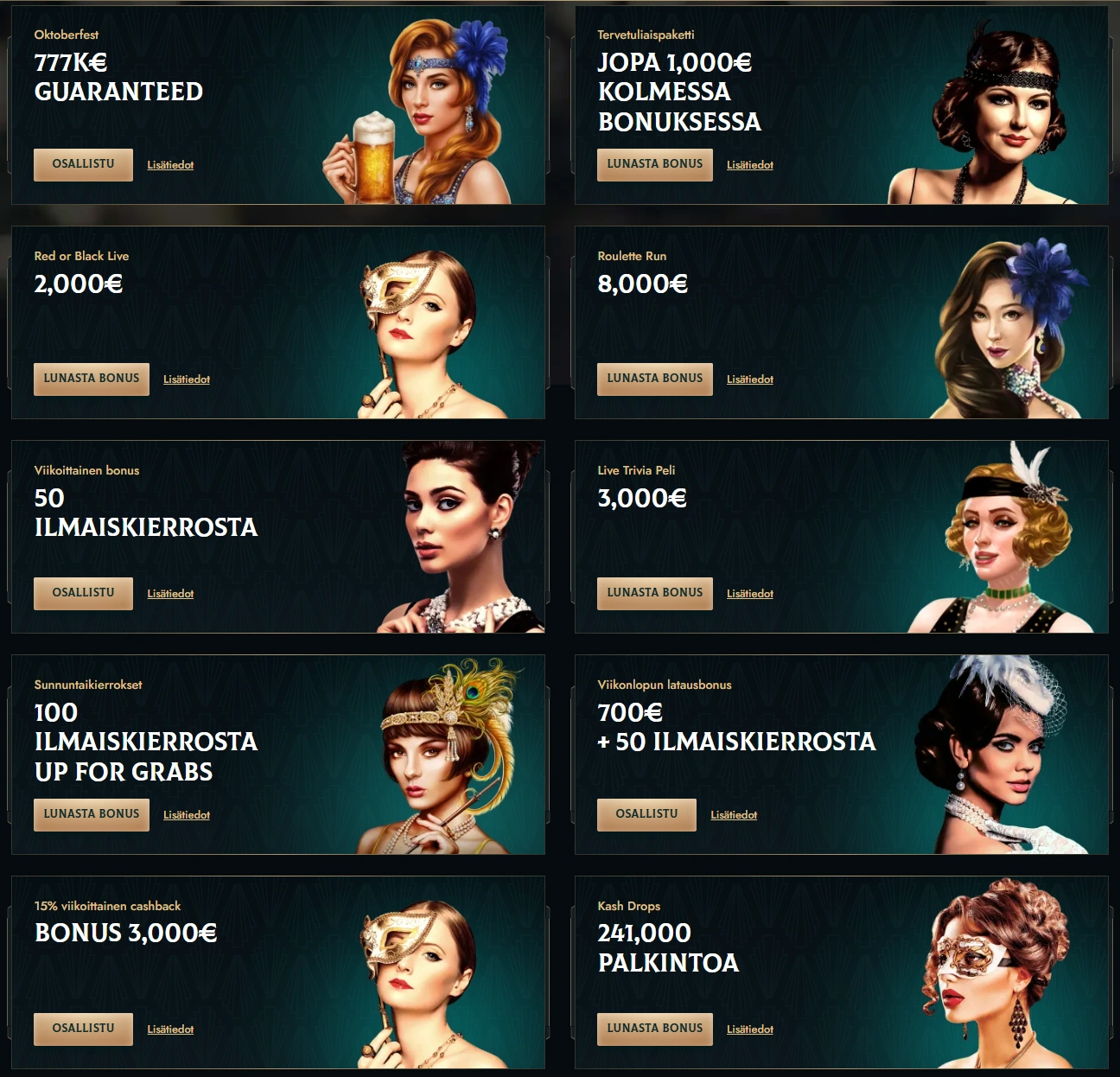 Bonuksia ja Promootioita Dolly Casinolla