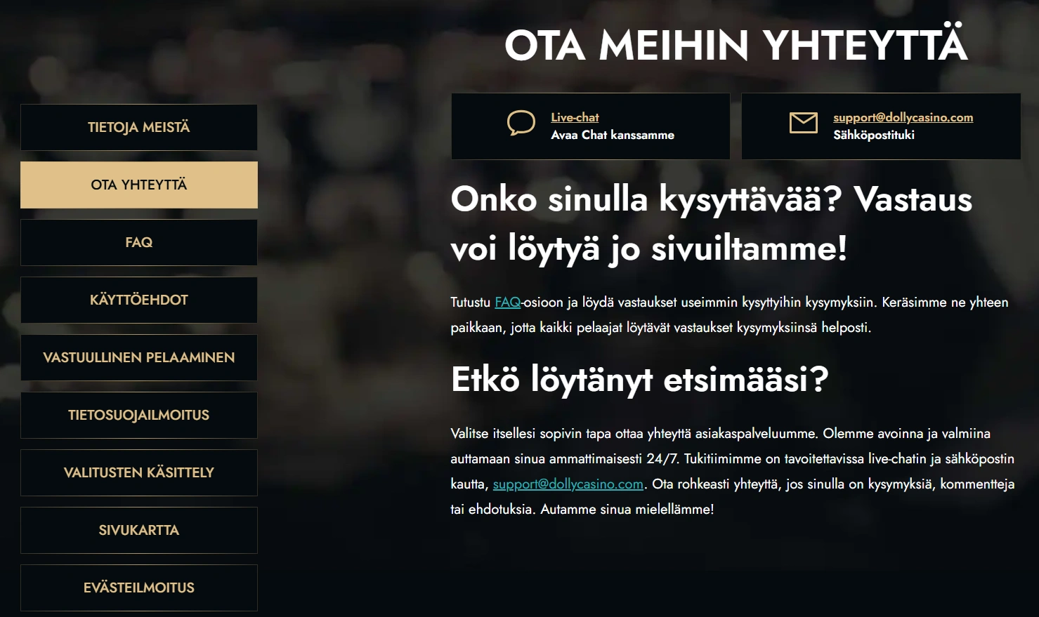 Asiakastuki Dolly Casinolla